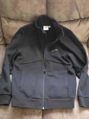 BOSS Black Jacket with Gold Logo Embroidery